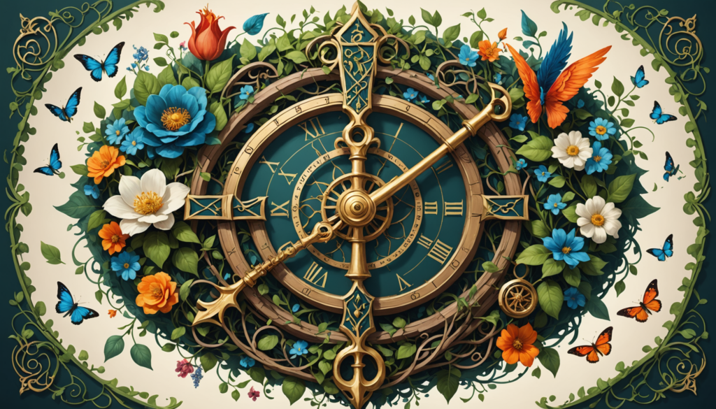 Ornate clock with flowers and butterflies