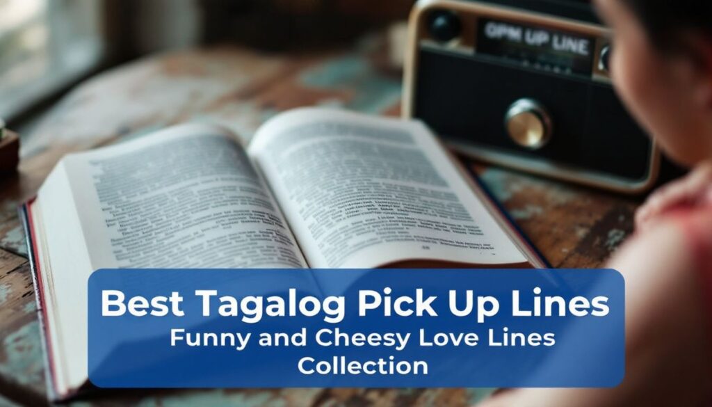 Funny Tagalog pick up lines book on table.