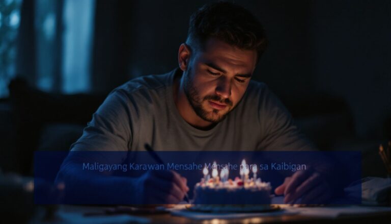 Man writing a birthday message by candlelight.